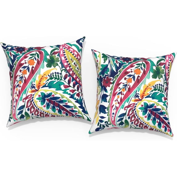 Outdoor Throw Pillow Covers 18\u201dx18\u201d, Decorative Pillow Covers for Patio Furniture, Modern Cushion Cases for Garden Couch Home Sofa Bed Office Chair, Pack of 2, Vigour Paisley