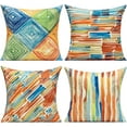 thumbnail image 1 of Outdoor Throw Pillow Covers 18X18 Set of 4 Summer Orange Rust Colorful Multicolor Decorative Cushion Cases Abstract Mid Century Modern Decor Home Decorations for Couch Patio Furniture Bench Sofa Porch, 1 of 5