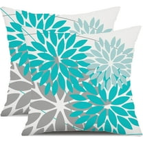 Outdoor Throw Pillow Covers 18x18 Inch Set of 2 Waterproof Spring Summer Geometric Elegant Aqua Blue Outdoor Pillow Covers for Patio Funiture Garden Couch 168C18