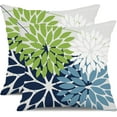 thumbnail image 1 of Outdoor Throw Pillow Covers 18x18 Inch Set of 2 Waterproof Spring Summer Geometric Elegant Blue Green Outdoor Pillow Covers for Patio Funiture Garden Couch 158Y18, 1 of 6