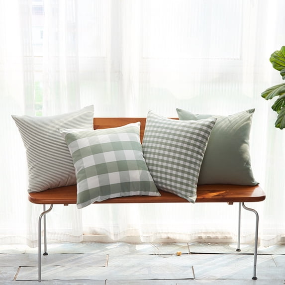 Outdoor Throw Pillow Covers 18x18 Plaids Check Spring Front Porch Decorative Gingham Cushion Cases Home Decor Farmhouse Rustic for Patio Furniture Couch Bed Sofa