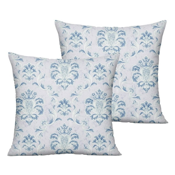 Outdoor Throw Pillow Covers 20x20 Inch Waterproof Spring Summer Blue Grey Baroque Outdoor Pillow Covers for Patio Funiture Garden Couch