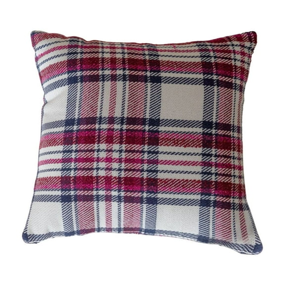Outdoor Throw Pillow Covers, Cushion Case for Couch, Red White Checkered Tartan Pattern, Washable Nylon Spandex Material, 45x45cm, Hidden Zipper Closure, Soft Durable Decorative Cushion Cover