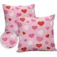 thumbnail image 1 of Outdoor Throw Pillow Covers, Happy Valentine''s Day Pink Red Heart Romantic Anniversary Wedding Decor Waterproof Pillowcases Cushion Covers Cases for Patio Couch Bench, Pack of 2 Square, 18"X18", 1 of 6
