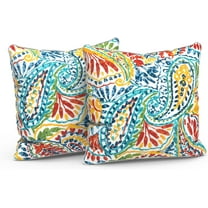 Outdoor Throw Pillow Covers Set of 2, Patio Waterproof Pillow Cases Fade Resistant Accent Pillow Covers for Home and Garden Furniture Decoration, 16x16, Paisley Multi