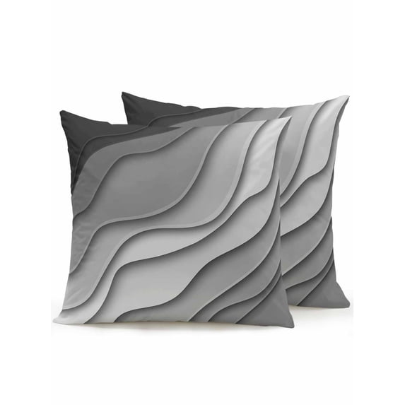 Outdoor Throw Pillow Set of 2, Black Grey Ombre Waterproof Pillow with Insert Included, Modern Geometric Abstract Aesthetic Cream Decorative Accent Cushion Sofa Pillows for Patio Porch, 18 x 18 In