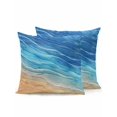 thumbnail image 1 of Outdoor Throw Pillow Set of 2, Blue Ombre Coastal Waterproof Pillow with Insert Included, Summer Nautical Beach Ocean Seaside Decorative Accent Cushion Sofa Pillows for Patio Porch, 18 x 18 In, 1 of 8