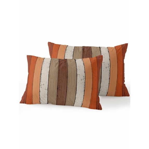 Outdoor Throw Pillow Set of 2, Burnt Orange Brown Waterproof Pillow with Insert Included, Farmhouse Vintage Wooden Decorative Accent Cushion Lumbar Pillows for Patio Porch, 12 x 20 In