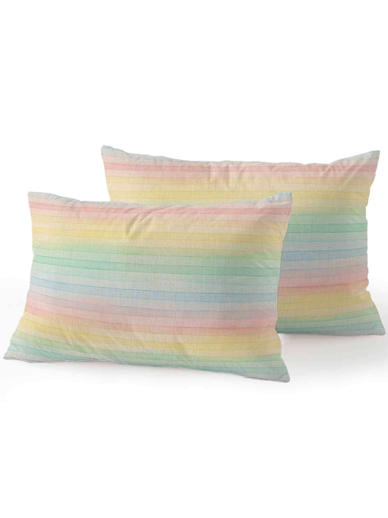 Outdoor Throw Pillow Set of 2, Colorful Striped Waterproof Pillow with Insert Included, Farmhouse Vertical Striped Burlap Rustic Decorative Accent Cushion Lumbar Pillows for Patio Porch, 12 x 20 In