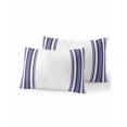 thumbnail image 1 of Outdoor Throw Pillow Set of 2, Navy Blue Striped Waterproof Pillow with Insert Included, Modern White Striped Abstract Art Aesthetics Decorative Accent Cushion Lumbar Pillows for Patio, 12 x 20 In, 1 of 8