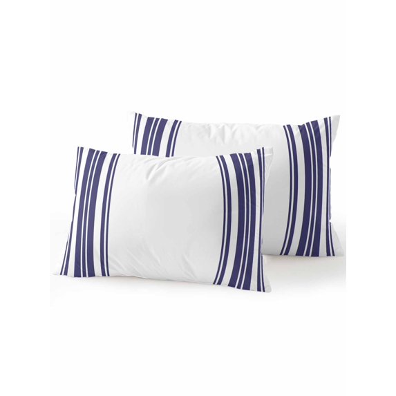 Outdoor Throw Pillow Set of 2, Navy Blue Striped Waterproof Pillow with Insert Included, Modern White Striped Abstract Art Aesthetics Decorative Accent Cushion Lumbar Pillows for Patio, 12 x 20 In