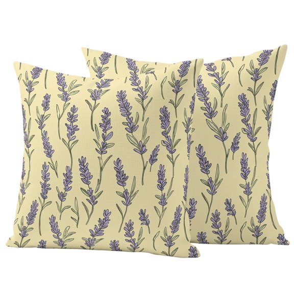 Outdoor Throw Pillows Covers 18x18inx2 Set Of 2 Waterproof Iris Hand Painted Yellow Background Decorative Zippered Cushion Covers for Patio Furniture, Lumbar Pillowcases