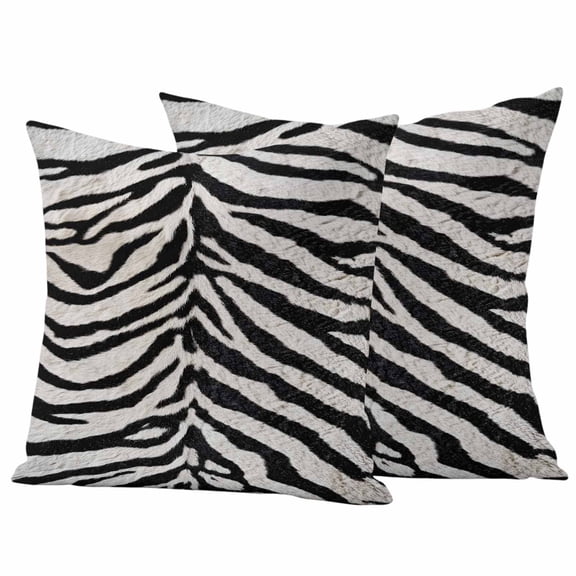 Outdoor Throw Pillows Covers 18x18inx2 Set Of 2 Waterproof Zebra Stripes Decorative Zippered Cushion Covers for Patio Furniture, Modern Animal Skin Pattern Lumbar Pillowcases