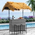 thumbnail image 1 of LAZZO 3 Pieces Outdoor  Bar Set, Patio Wicker Bar Set with Height Stools and Islander Tiki Bar for Garden, Gray, 1 of 6