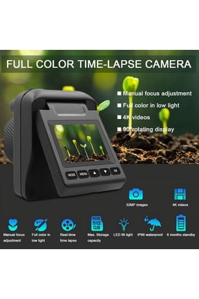 Outdoor Time Lapse Camera 32MP Waterproof Timelapse Camera Recorder with 90 Degree Rotating Screen 6 Months Battery Life
