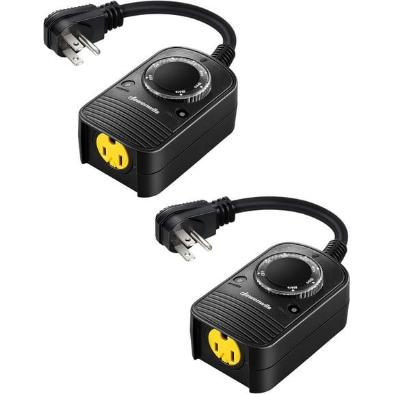 Outdoor Timer for Lights, Dusk to Dawn Sensor for Electrical Outlet, Weatherproof Light Timer for Decorations rd, 10A, 1/2 HP, UL Lted, 2 Pack