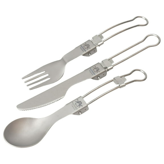 Outdoor Titanium Folding Utensil Set – Lightweight Portable Cutlery Kit with Folding Knife, Fork, Spoon, and Multi-Functional Dining Tools for Travel and Outdoor Activities