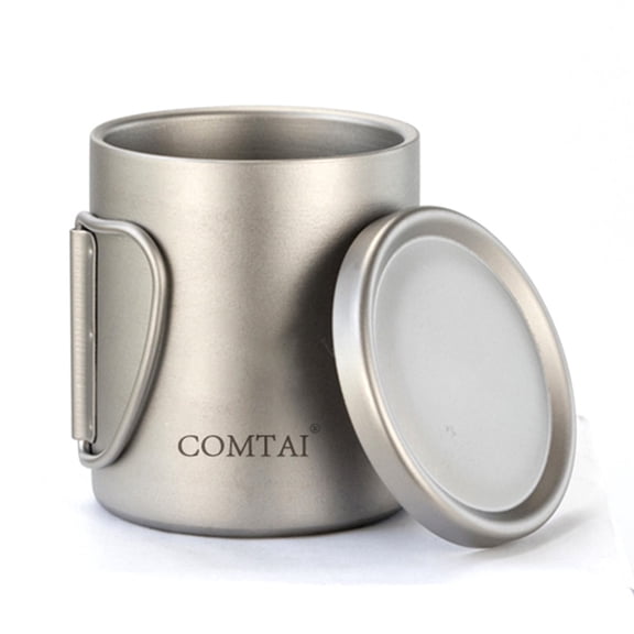 Outdoor Titanium Mug Double Wall Titanium Water Cup Coffee Tea Mug With Lid For Home Outdoor Camping Outdoor Tableware