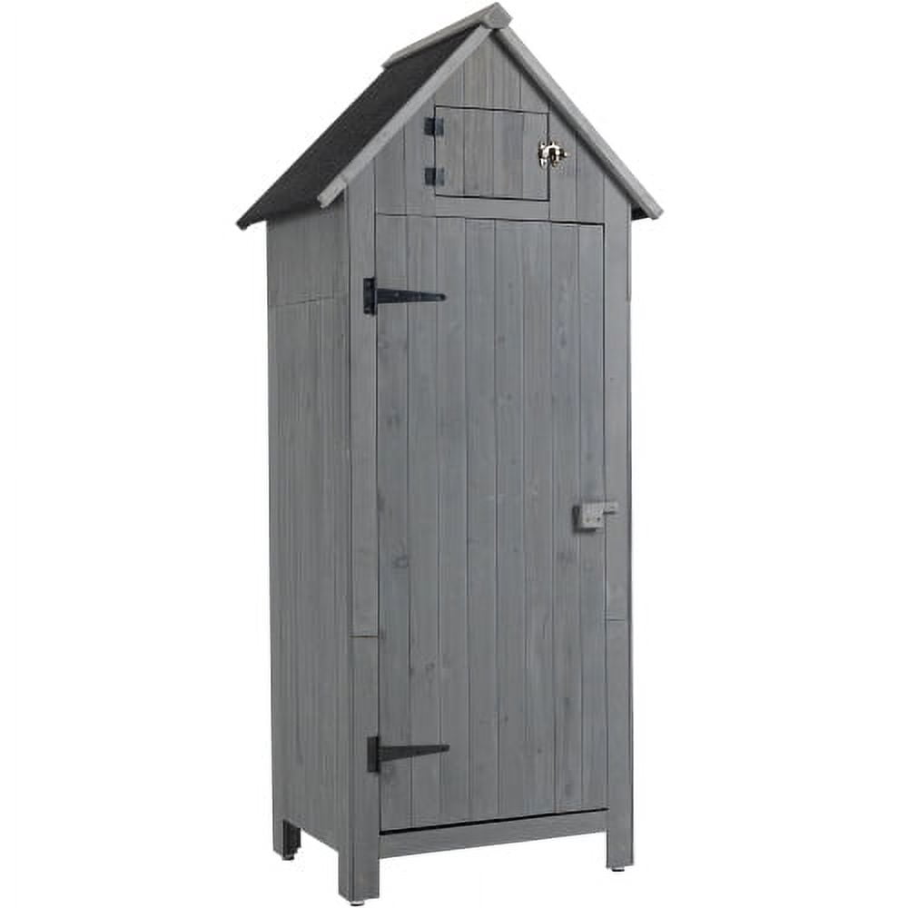 Gray Wooden Outdoor Storage Shed with Windows