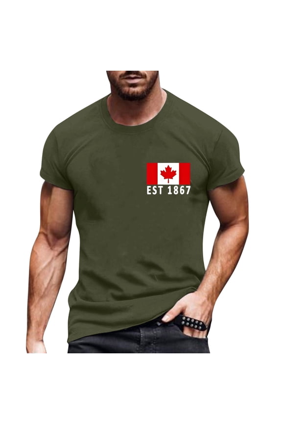Outdoor Top for Men Fashion Printed Comfort Breathable Mens Sprimg Clothing,Army Green,L