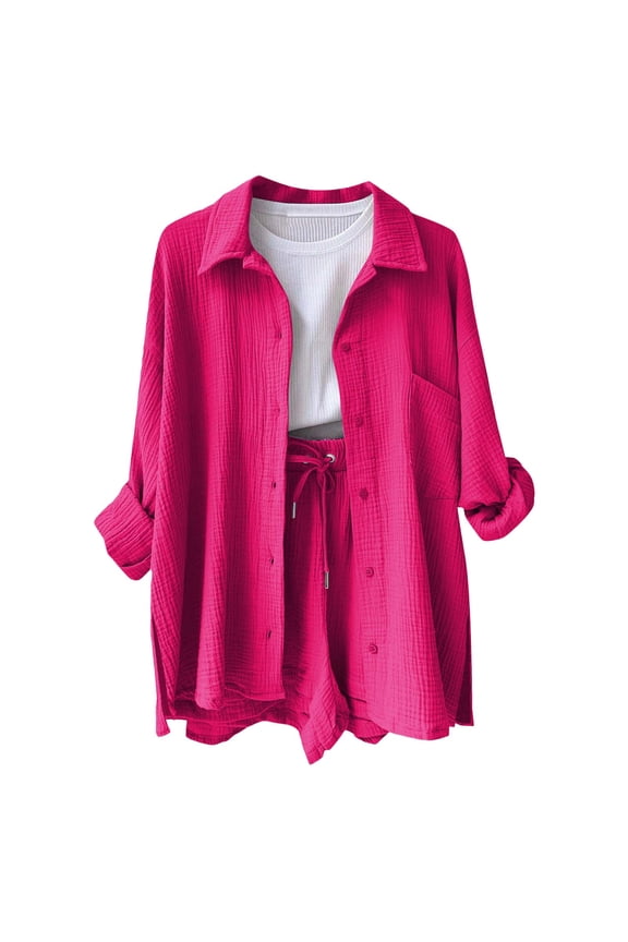 Outdoor Tops for Women Long Sleeve Side Slits Pocket Versatile Basic Date Womens Athletic Tops,Hot Pink,S