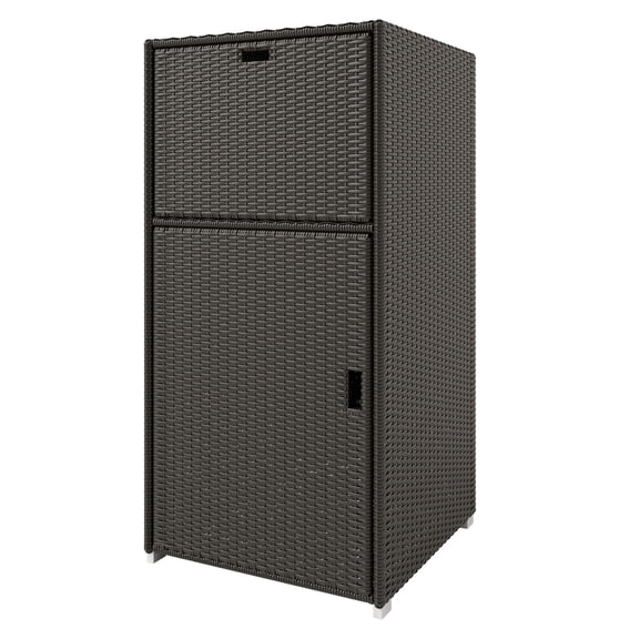Outdoor Towel Rack for Pool, Rattan Storage Cabinet w/ Drawer - Dark Brown