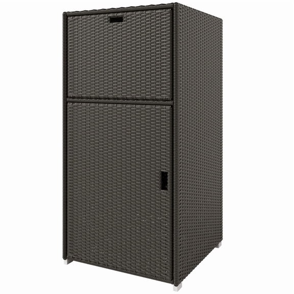Outdoor Towel Rack for Pool w/ Drawer & Cabinet, Dark Brown