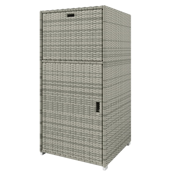 Outdoor Towel Rack with Cabinet & Drawer, Gray - Poolside Storage Valet Stand