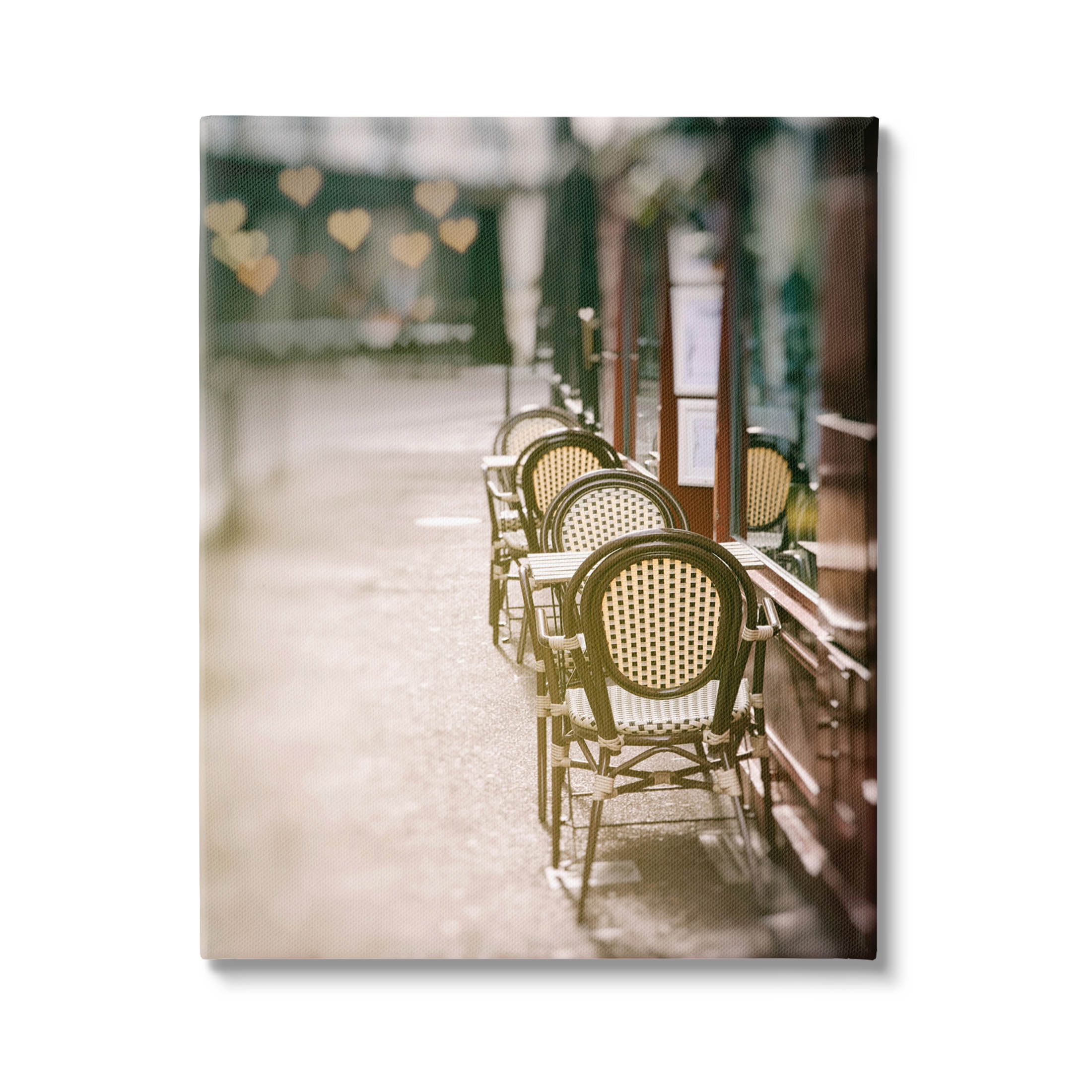 Outdoor Town Cafe Seats Town & City Photograph Gallery Wrapped Canvas Print Wall Art