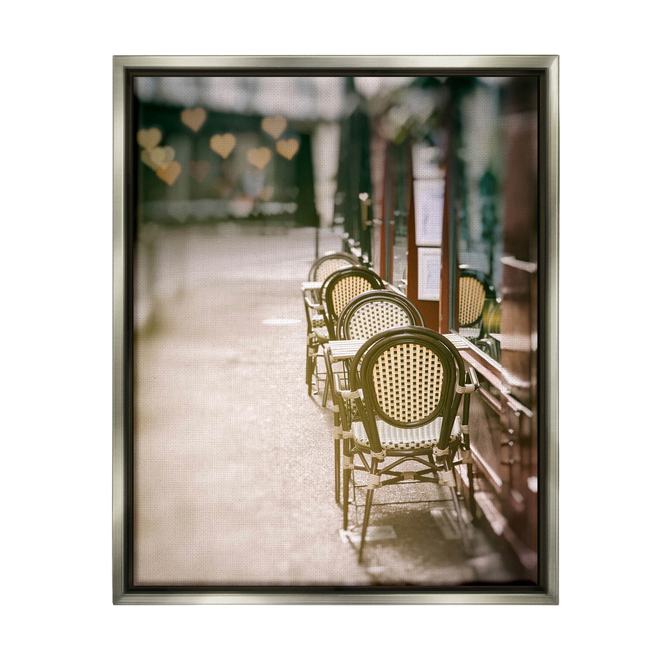 Outdoor Town Cafe Seats Town & City Photograph Luster Gray Framed Art Print Wall Art