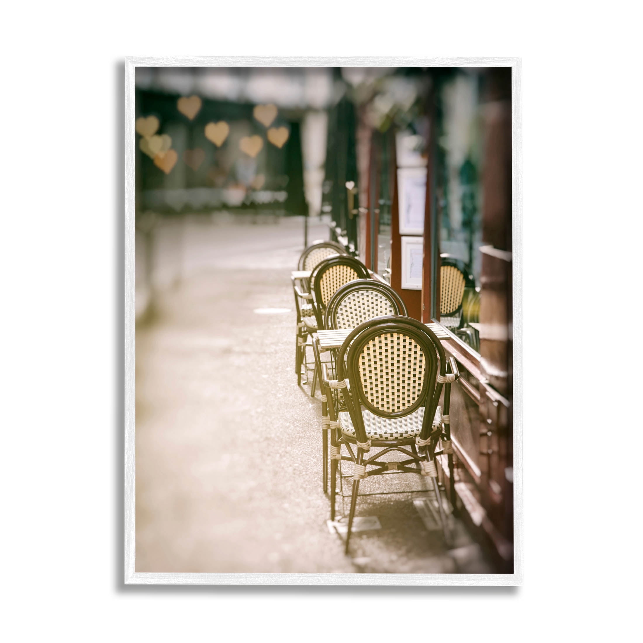 Outdoor Town Cafe Seats Town & City Photograph White Framed Art Print Wall Art