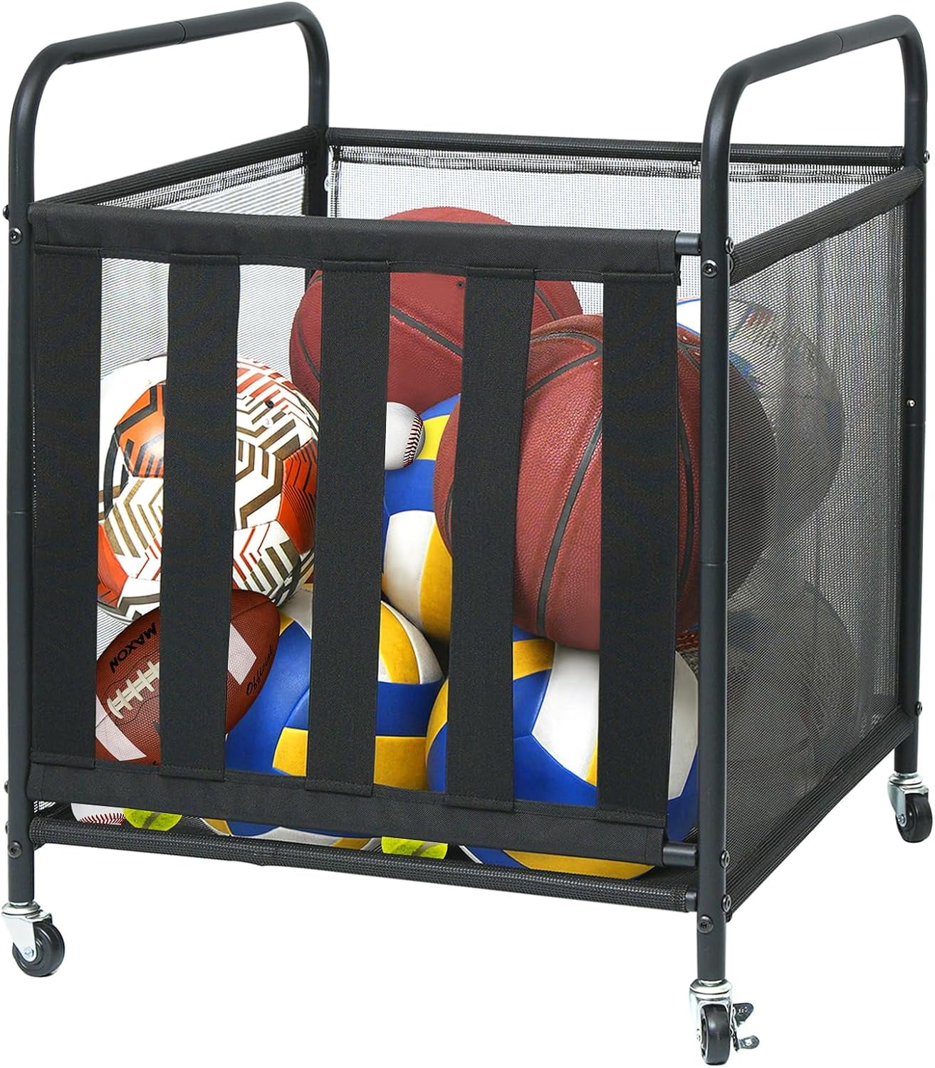 Outdoor Toy Storage Ball Storage Rack, Sports Ball Storage Cart with ...