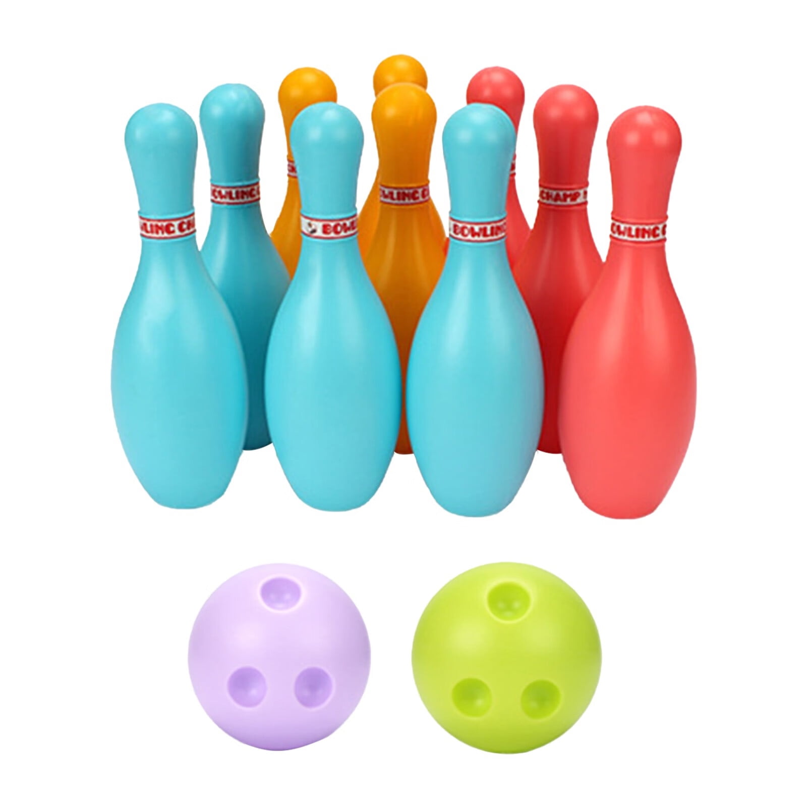 Outdoor Toys 12Pcs Set Child Solid Color Pins Balls Bowling Game indoor