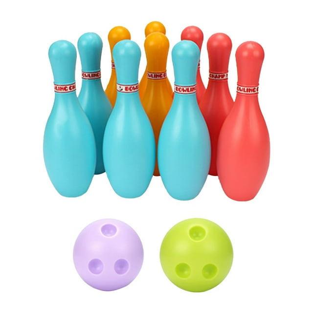 Outdoor Toys 12Pcs Set Child Solid Color Pins Balls Bowling Game indoor