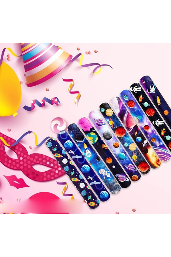 Outdoor Toys Space Themed Easy To Wear Slap Bracelets for Parties And Outdoor Connection of Fashionable Design,8.66x1.18 inch,Blue