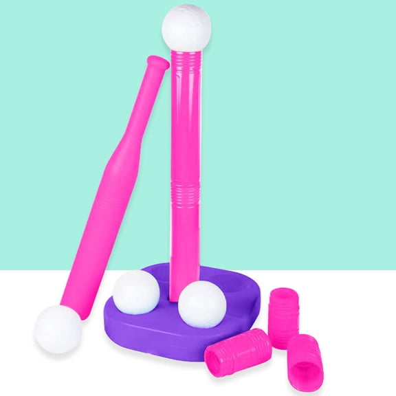 Outdoor Toys T Set for Toddlers and Kids 35 with 20" Batting Tee Stand Baseball Tee and 9 Soft Baseball Bat Set for Outdoor Play