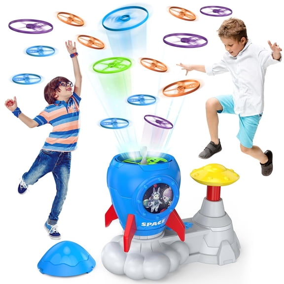 Outdoor Toys for Kids ,Stomp Flying Disc Launcher Toy Chasing Games ,Outside Yard Activities Butterfly Catching Game for Toddlers Ages