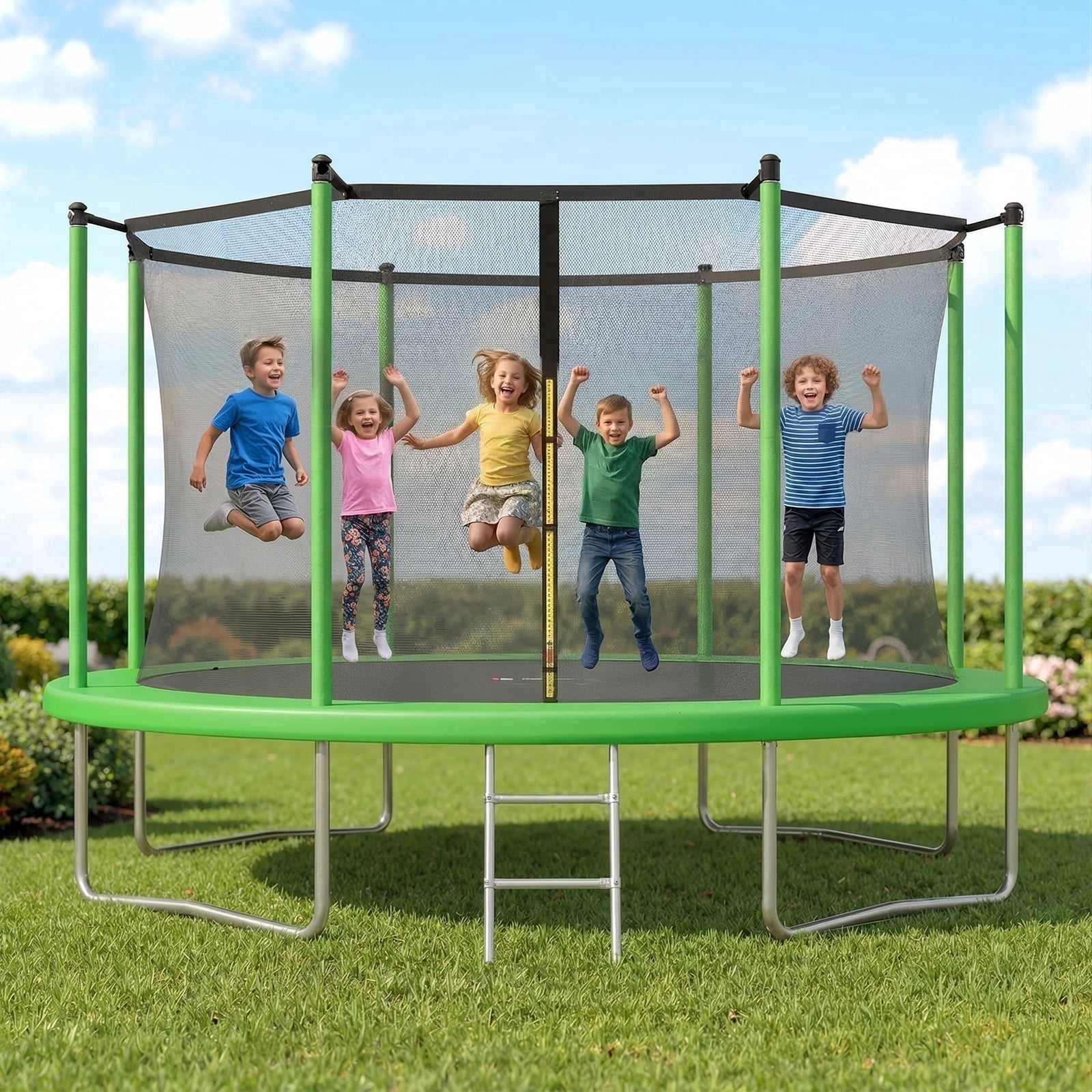 Outdoor Trampoline,Fashionsport Outfitters 14FT Trampoline, Recreational Backyard Trampolines Anti-Rust for Kids and Adults with Net and Ladder