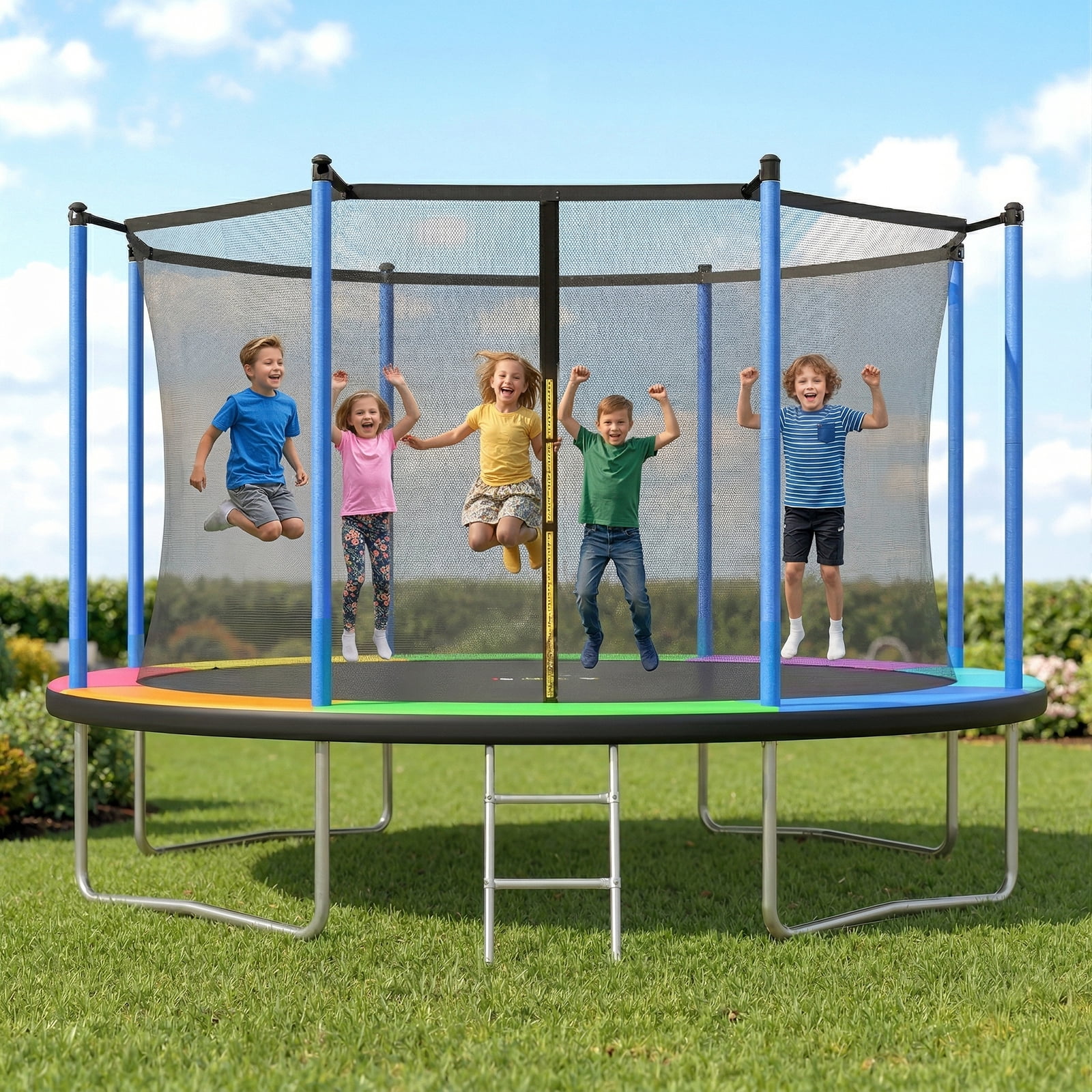 Outdoor Trampoline,Fashionsport Outfitters 14FT Trampoline, Recreational Backyard Trampolines Anti-Rust for Kids and Adults with Net and Ladder