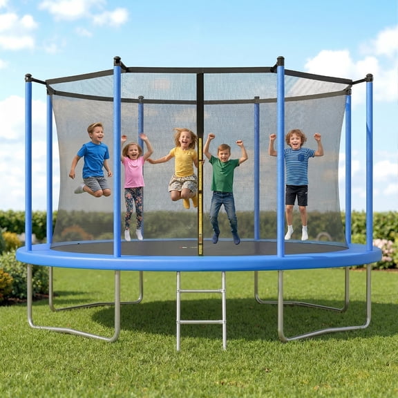 Outdoor Trampoline,Fashionsport Outfitters 14FT Trampoline, Recreational Backyard Trampolines Anti-Rust for Kids and Adults with Net and Ladder