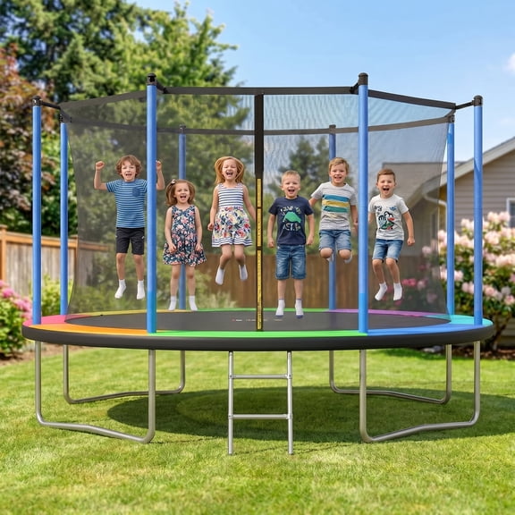 Gardwin 14FT Outdoor Trampoline Recreational Backyard Trampolines Anti-Rust for Kids and Adults with Net and Ladder
