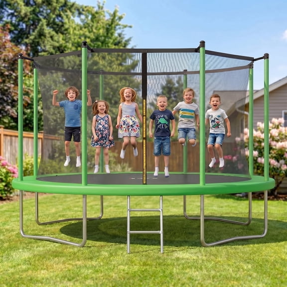 Gardwin 14FT Outdoor Trampoline Recreational Backyard Trampolines Anti-Rust for Kids and Adults with Net and Ladder