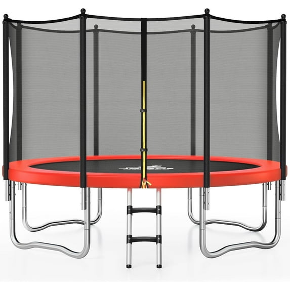 Outdoor Trampolines 8ft 10ft 12ft 14ft 15ft,Exercise Trampolines with Enclosure Net and Ladder,Recreational Anti-Rust Trampolines for Kids and Adults