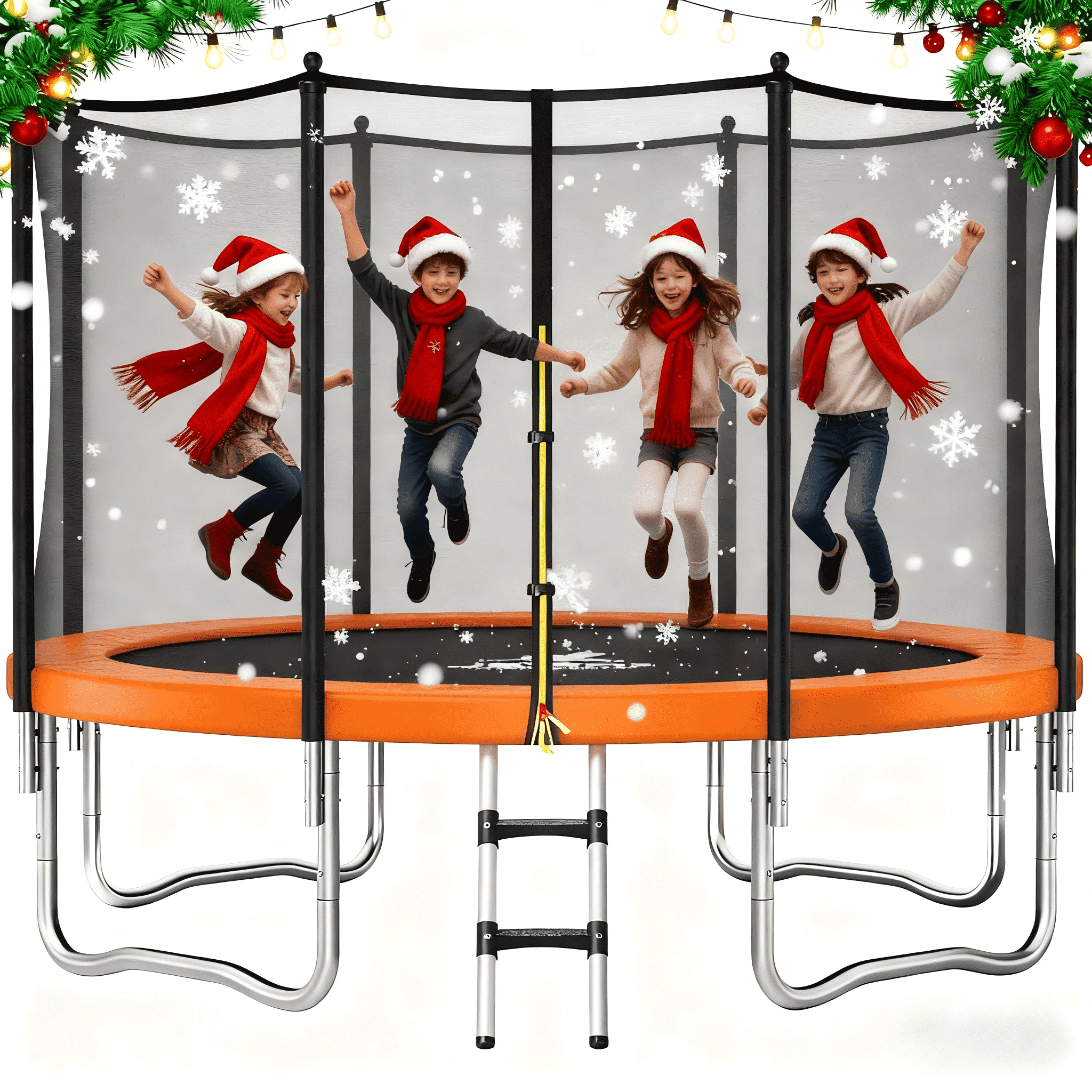 Outdoor Trampolines 8ft,Exercise Trampolines with Enclosure Net and Ladder,Recreational Anti-Rust Trampolines for Kids and Adults