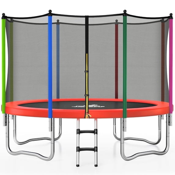Outdoor Trampolines 8ft 10ft 12ft 14ft 15ft,Exercise Trampolines with Enclosure Net and Ladder,Recreational Anti-Rust Trampolines for Kids and Adults