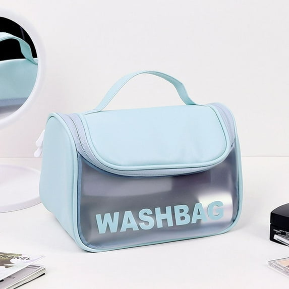 Outdoor Transparent Large Capacity Zipper Bag Cosmetic Cases Cute Waterproof Storage Bags PVC Cosmetic Bags Toiletry Bag Makeup Bags BLUE D