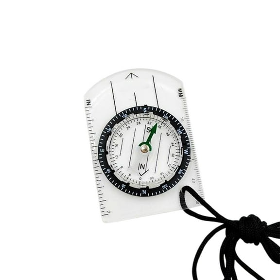 Outdoor Transparent Mini Acrylic Scale Compassed Map Scale Lanyard Northes Pointer(Clear)