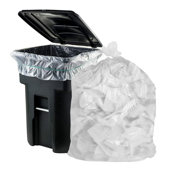 Outdoor Trash Bags Large 40" x 46", Pack of 125 Clear Trash Can Liners, Thin 1.1 Mil Polyethylene Big Garbage Bags Unscented, Leakproof Waste Basket Bags, 40-45 Gallons Kitchen Waste Basket Liner
