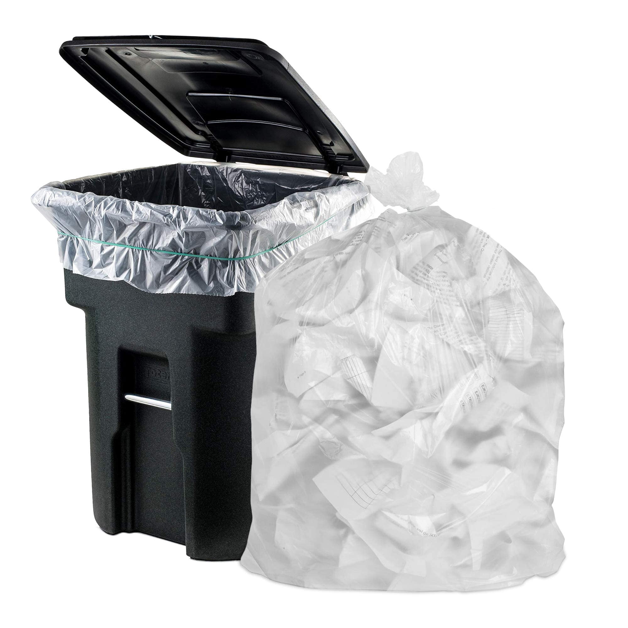 Clear Outdoor Trash Bags, Leakproof Polyethylene Liners, 250 Count, 40 x 48 in