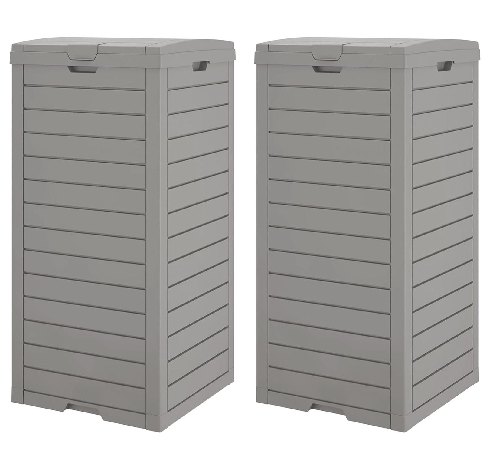 Outdoor Trash Can, 2 Set of 31 Gallon Garbage Can with Tiered Lid and ...